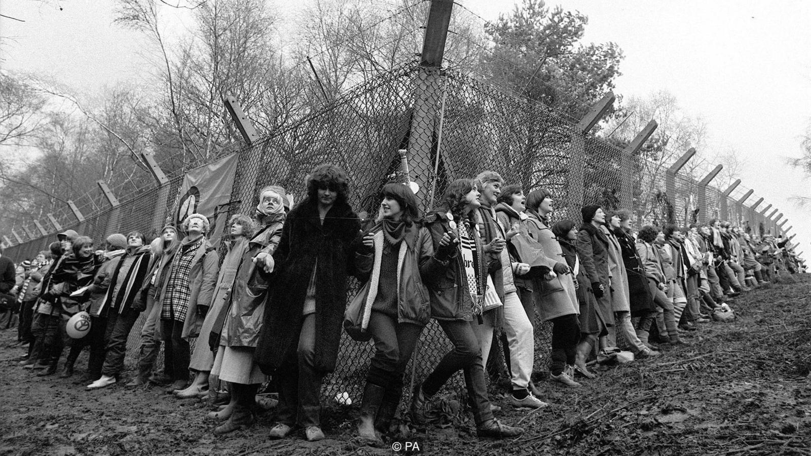 1981, 36 women chained themselves to a fence at a US military airbase in Berkshire, England. They were protesting the decision of the British government to allow nuclear cruise missiles to be sited at RAF Greenham Common