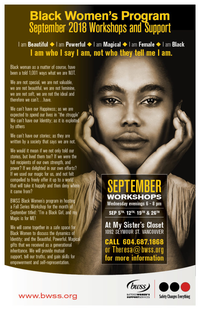 September 2018 Workshops in the BWSS Black Women's Program