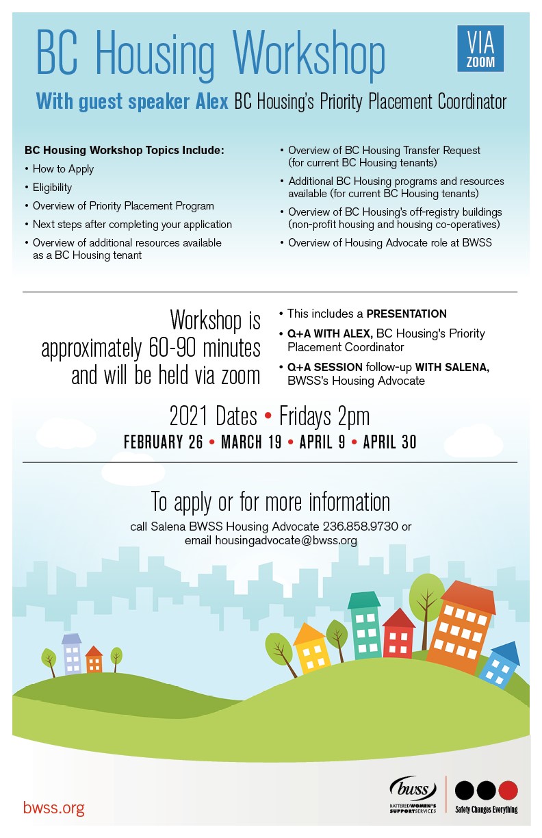 BC Housing Workshops at BWSS 2021 BC Housing Workshops at BWSS 2021