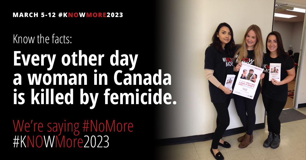 kNOw More 2023 Every other day a woman in Canada is killed by femicide.